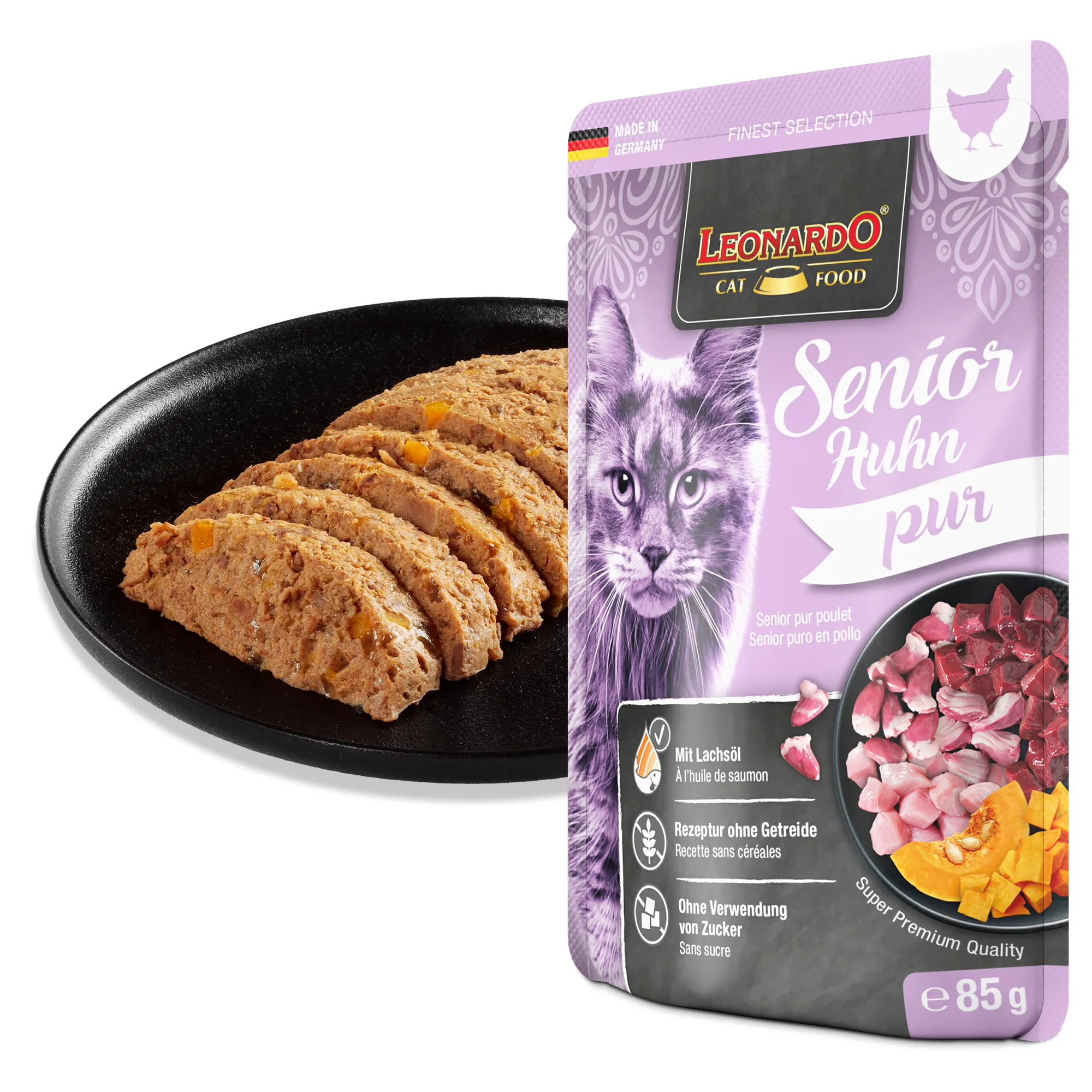 Leonardo Senior Huhn pur 85 g – Nassfutter für ältere Katzen