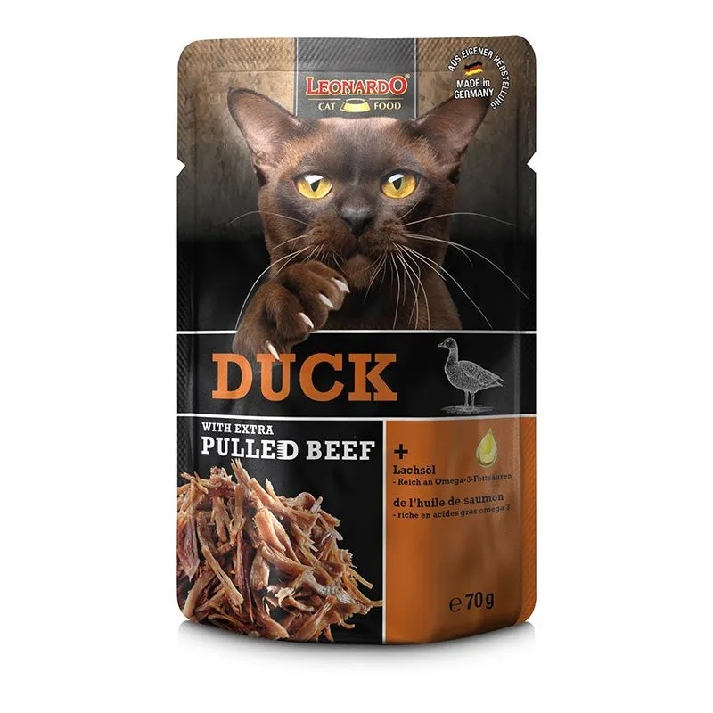 LEONARDO Duck mit extra Pulled Beef – Katzennassfutter