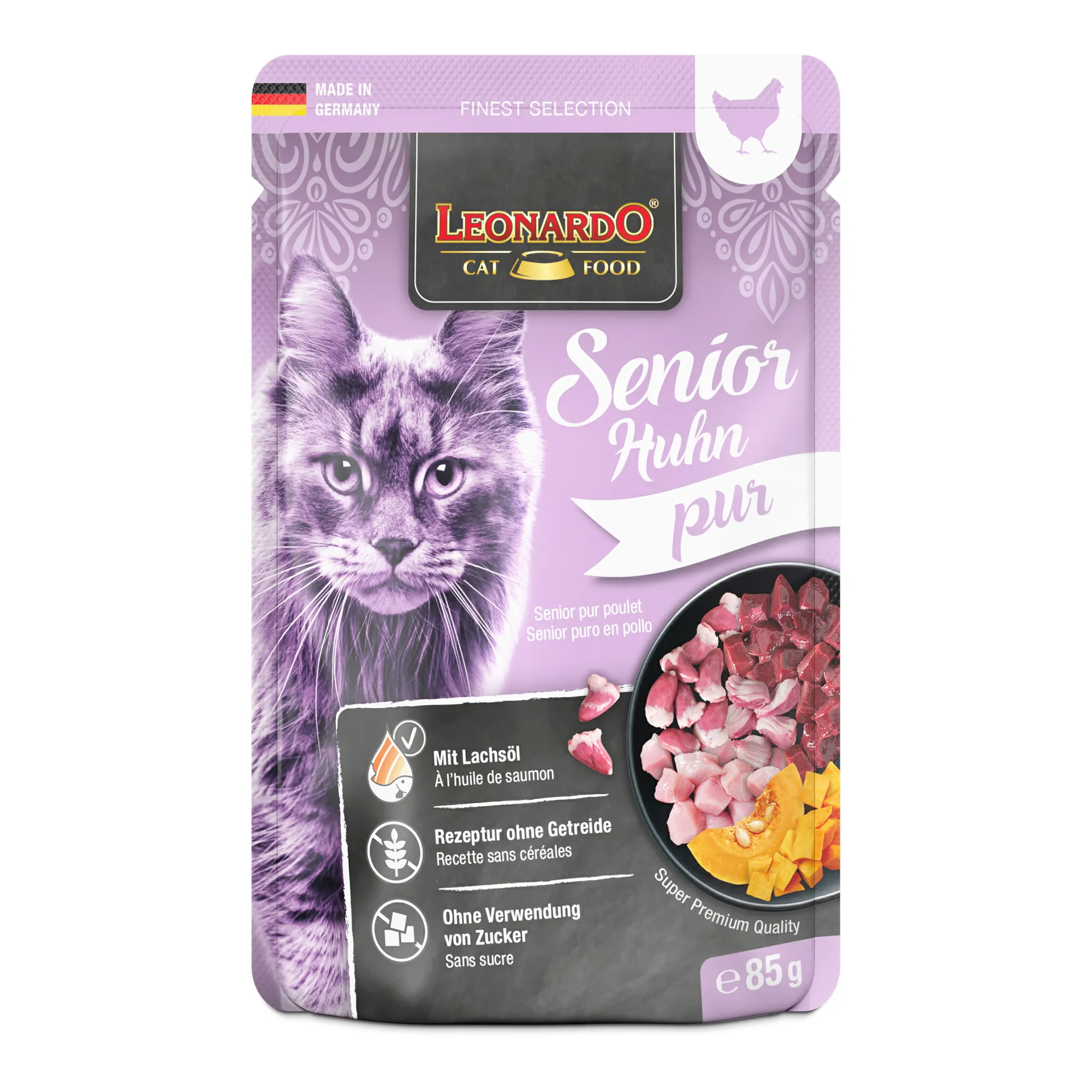 Leonardo Senior Huhn pur 85 g – Nassfutter für ältere Katzen
