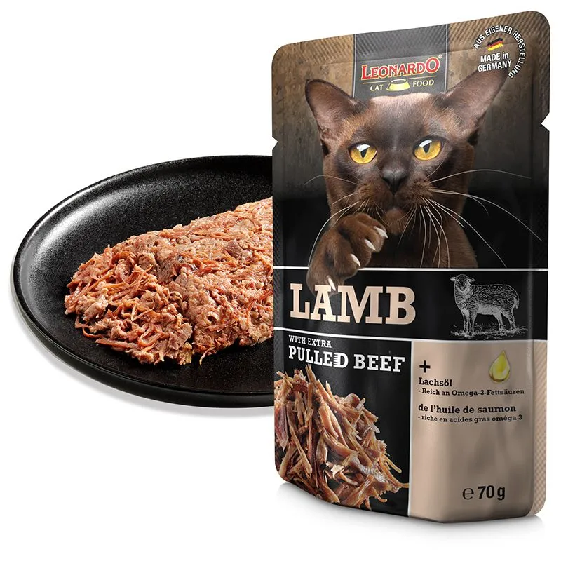 LEONARDO Lamb mit extra Pulled Beef – Katzennassfutter