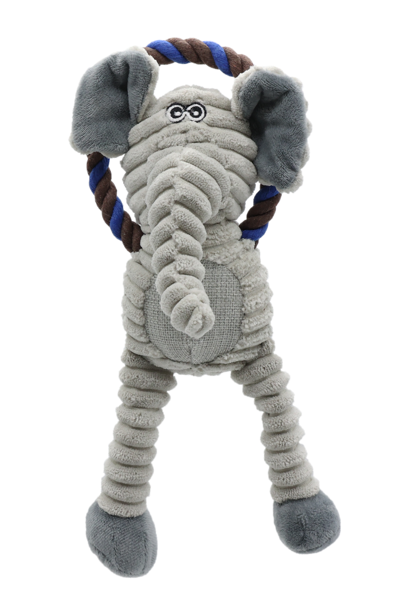 Hundespielzeug Elefant mit Seilschlaufe und Quietscher 31x10cm