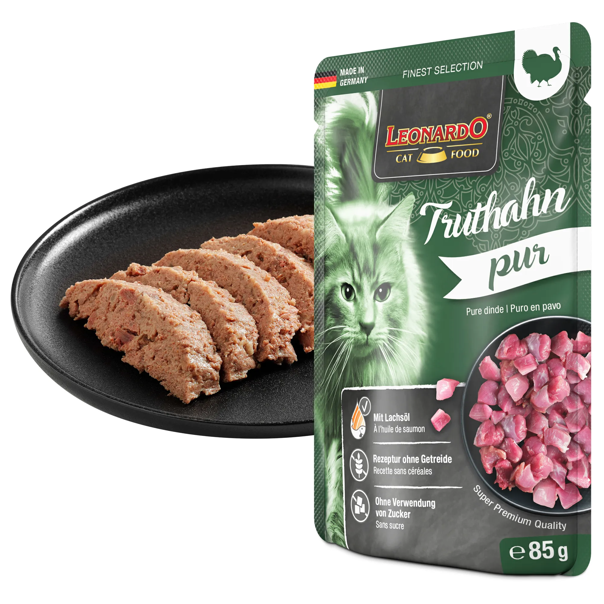 Leonardo Truthahn pur 85 g – Nassfutter für Katzen