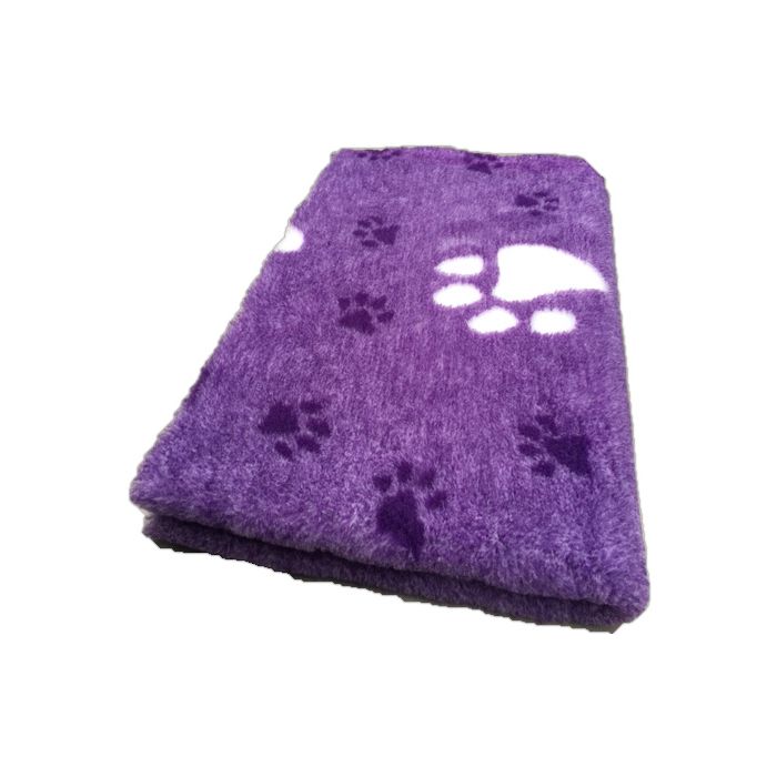 VET BED - GROSSE PFOTEN 3 FARBIG - VIOLETT WEISS - GUMMI ANTI RUTSCH 150x100cm