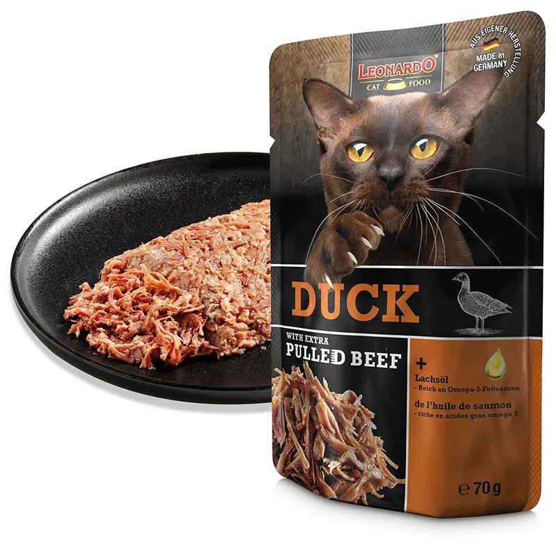 LEONARDO Duck mit extra Pulled Beef – Katzennassfutter