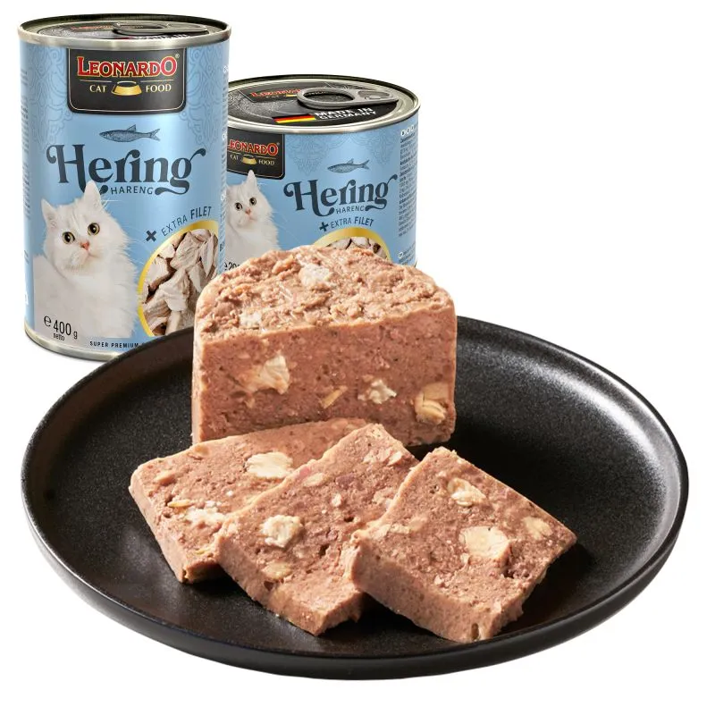 LEONARDO Hering mit extra Filet – Katzennassfutter