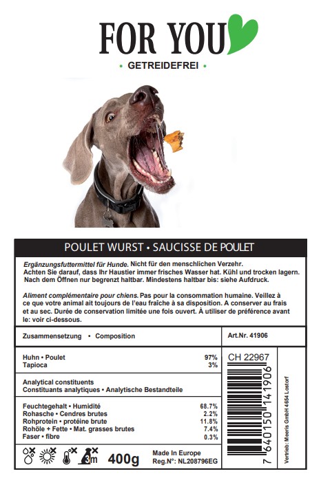 For You Trainingswurst Poulet 400g